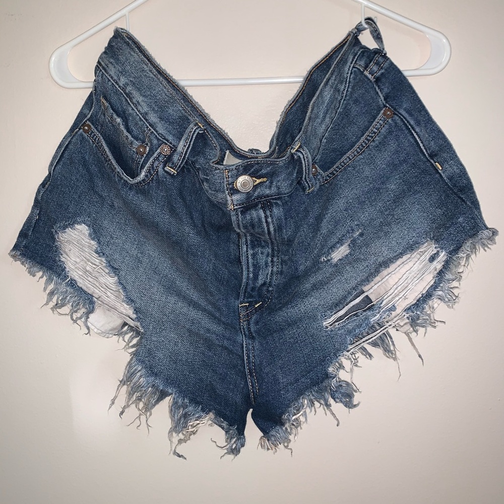 Free People Distressed Denim Shorts